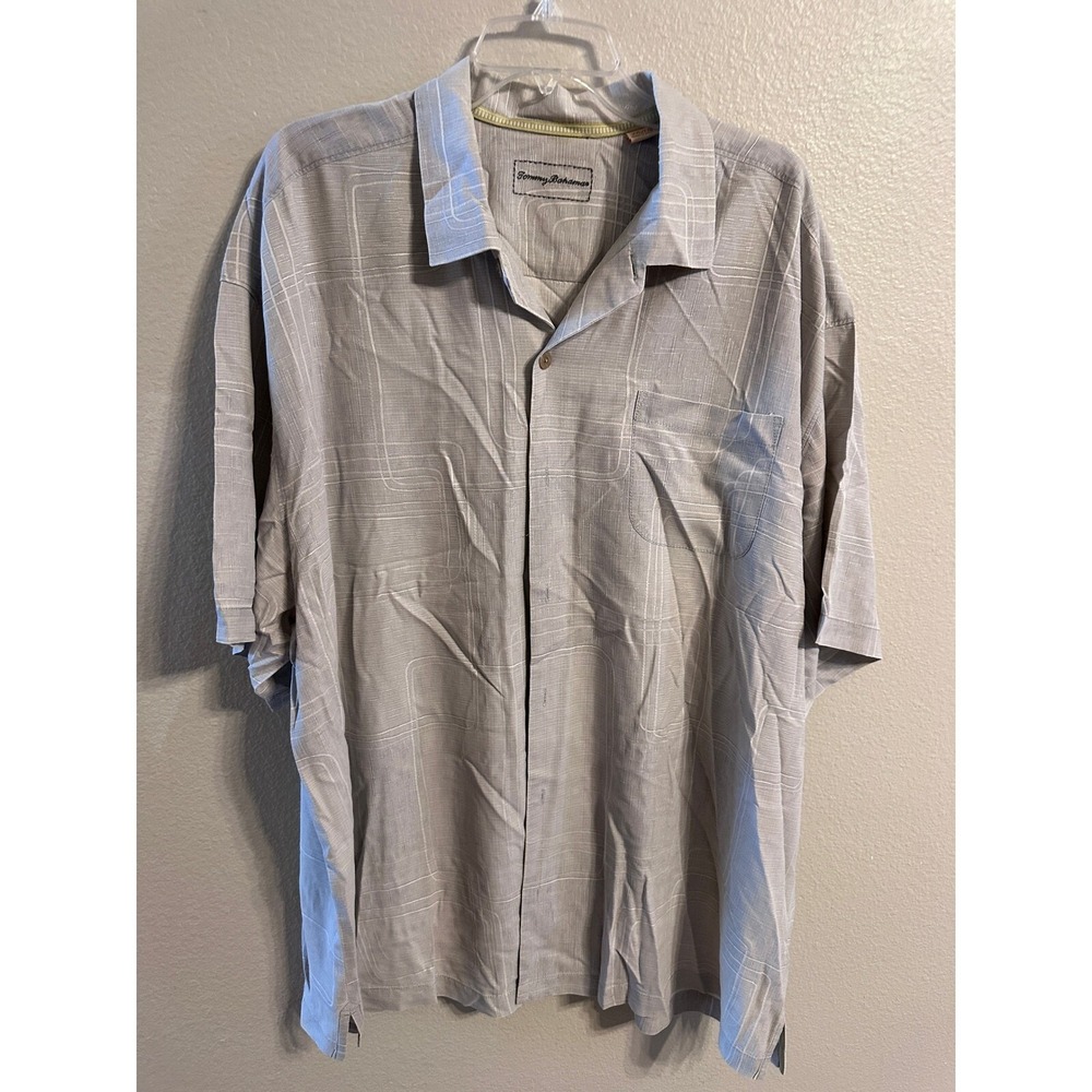 Tommy Bahama Button Up Shirt Plaid Pattern Short Sleeve Casual